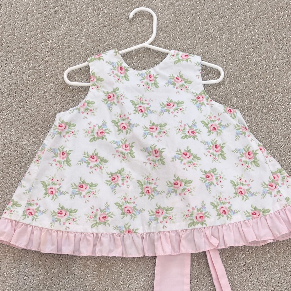 Floral Top with Pink Ruffle Tie